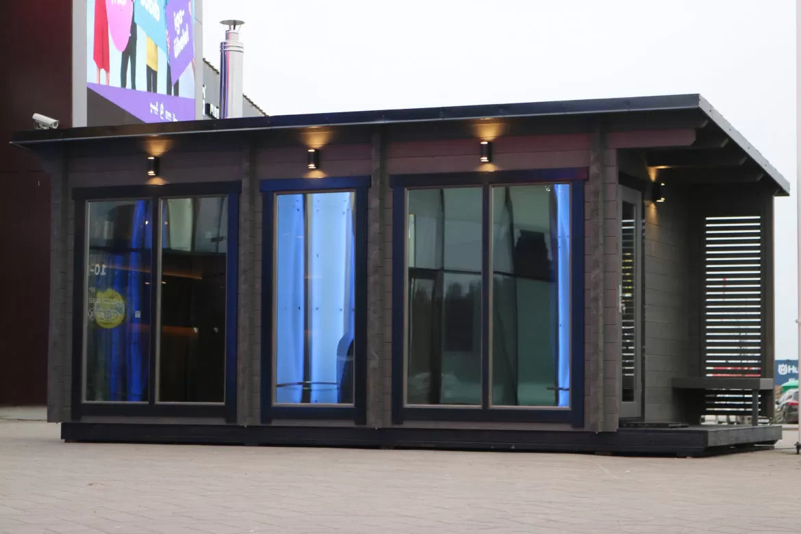 Leil® Halden XXL - log outdoor sauna for 5 people with room and shower