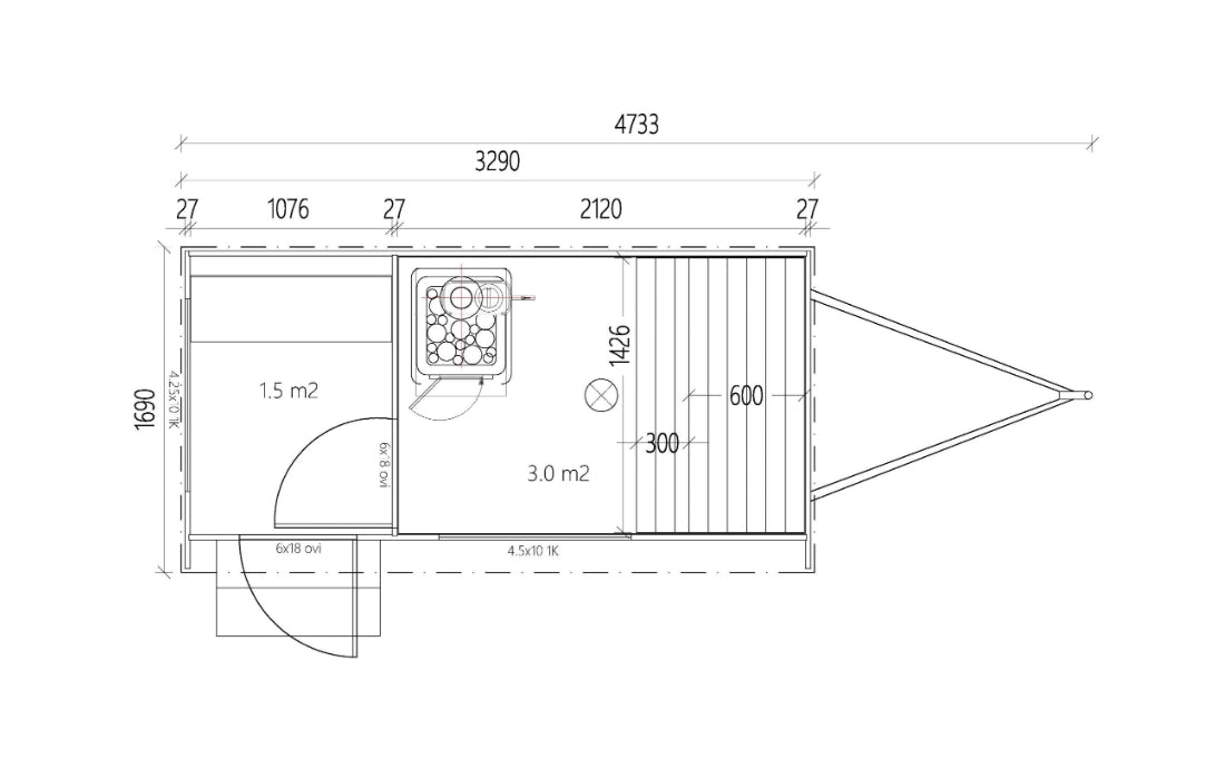 Lapelland Wagon - Mobile sauna with changing room for 4 people