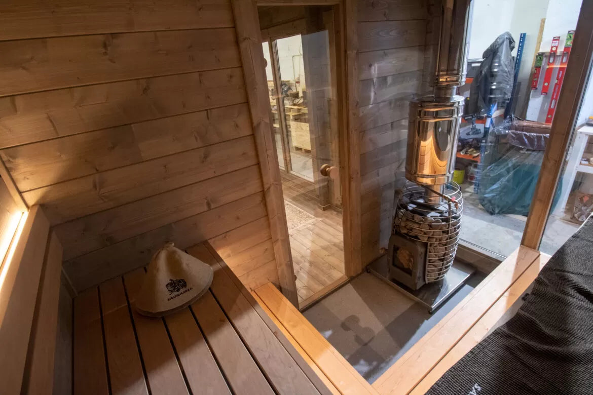 Halden XXL - log outdoor sauna for 5 people with room and shower