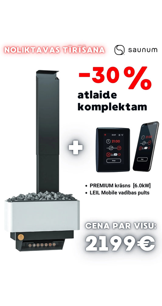 Discount Set - Saunum Premium (White/Dark grey, 6kW) + LEIL Mobile touch panel